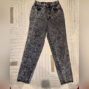 Vintage Rose Denim Womens Jeans Gray Black Size 5 1980s Acid Wash Tapered Retro